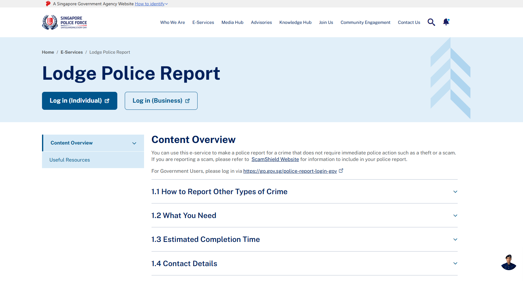 Singapore Police - lodge a report